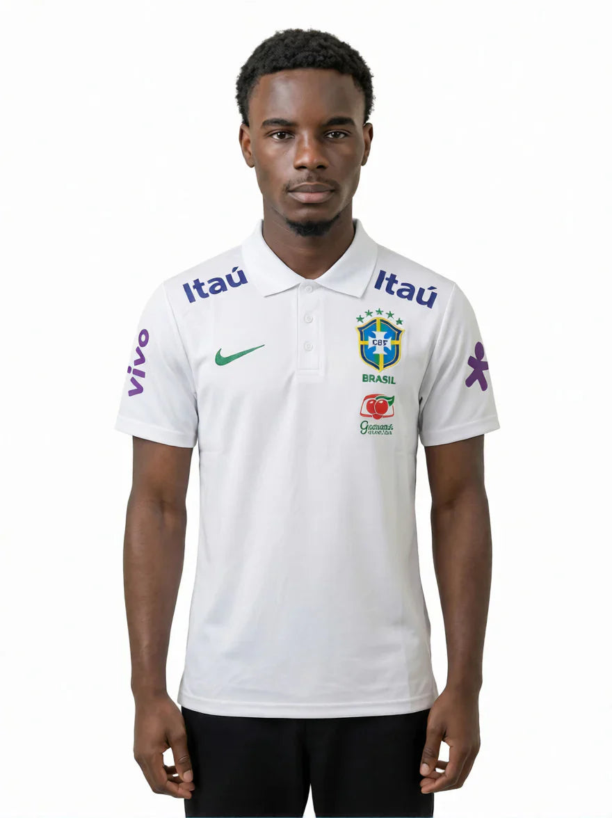 CAMISA POLO SELEÇÃO BRASILEIRA BRANCA